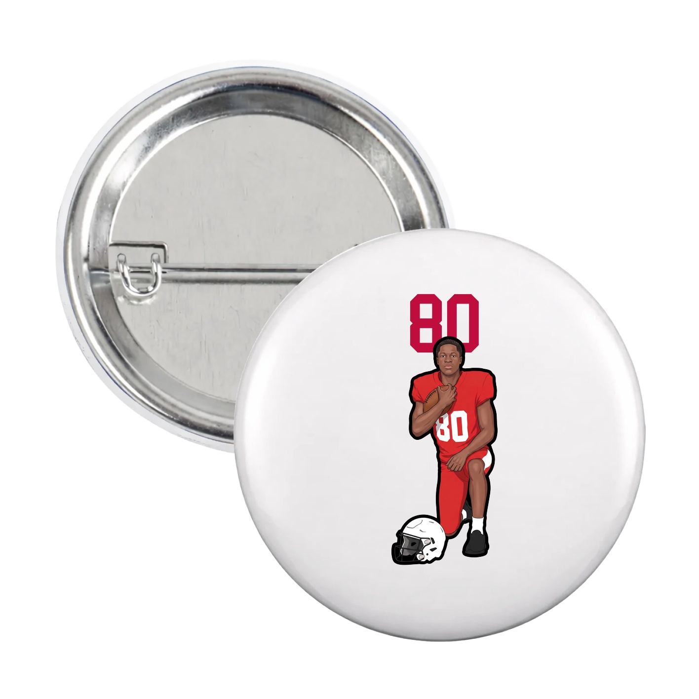 Game Day Button — Number Top in White