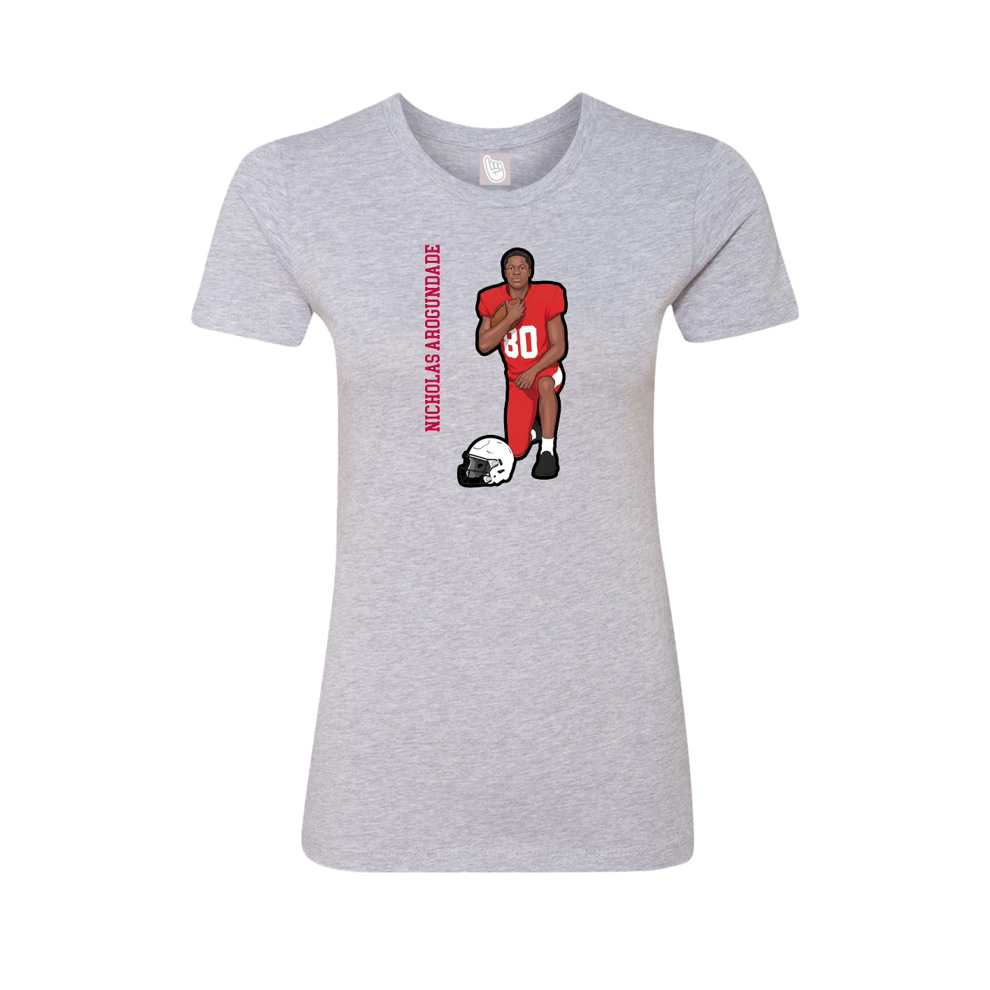 Womens Tee — Name Vertical in Grey