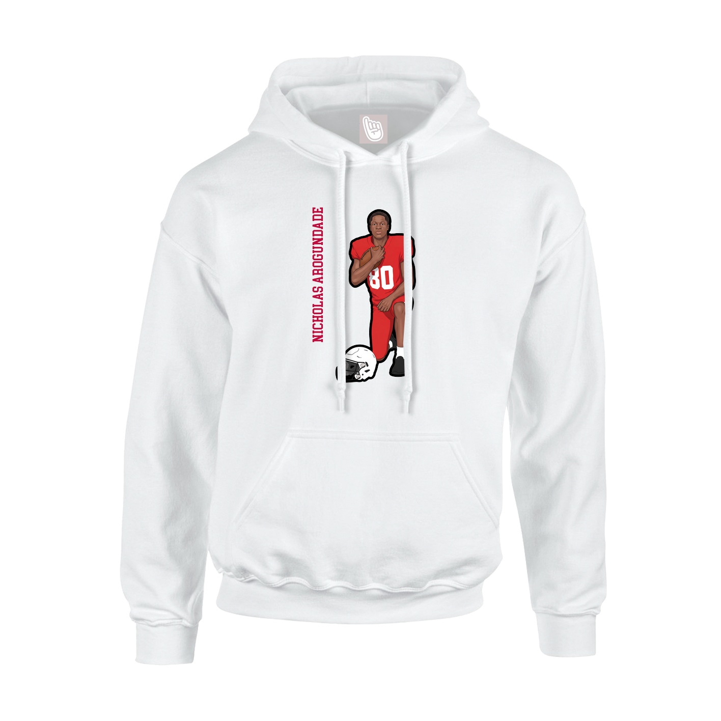 Youth Hoodie — Name Vertical in White