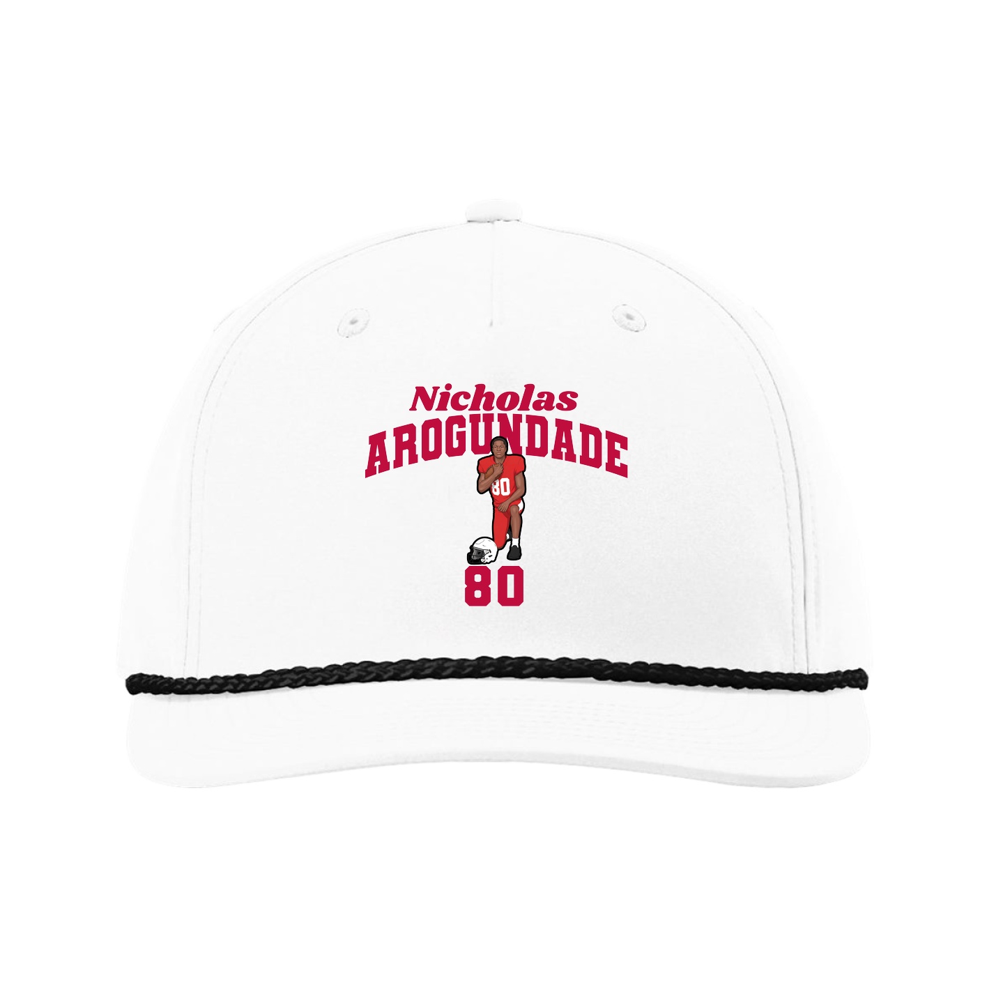 Five-Panel Classic Rope Cap — Signature Arch in White