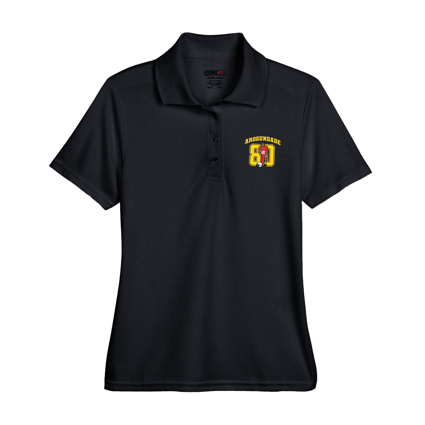 Womens Performance Polo — Number in Black