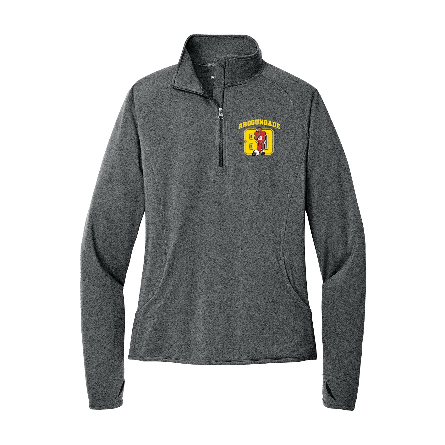 Women's Q-Zip Pullover — Number in Grey