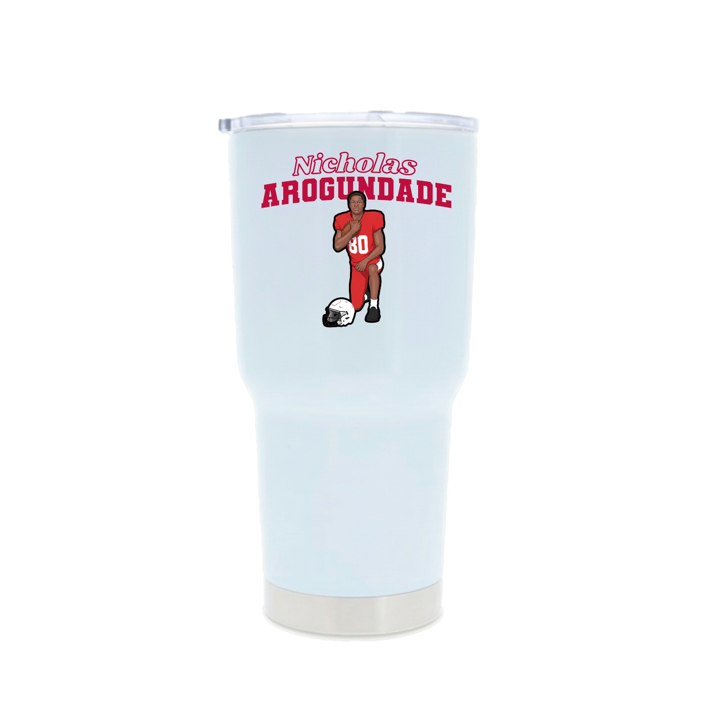 30oz Stainless Steel Tumbler — Name Arch in White