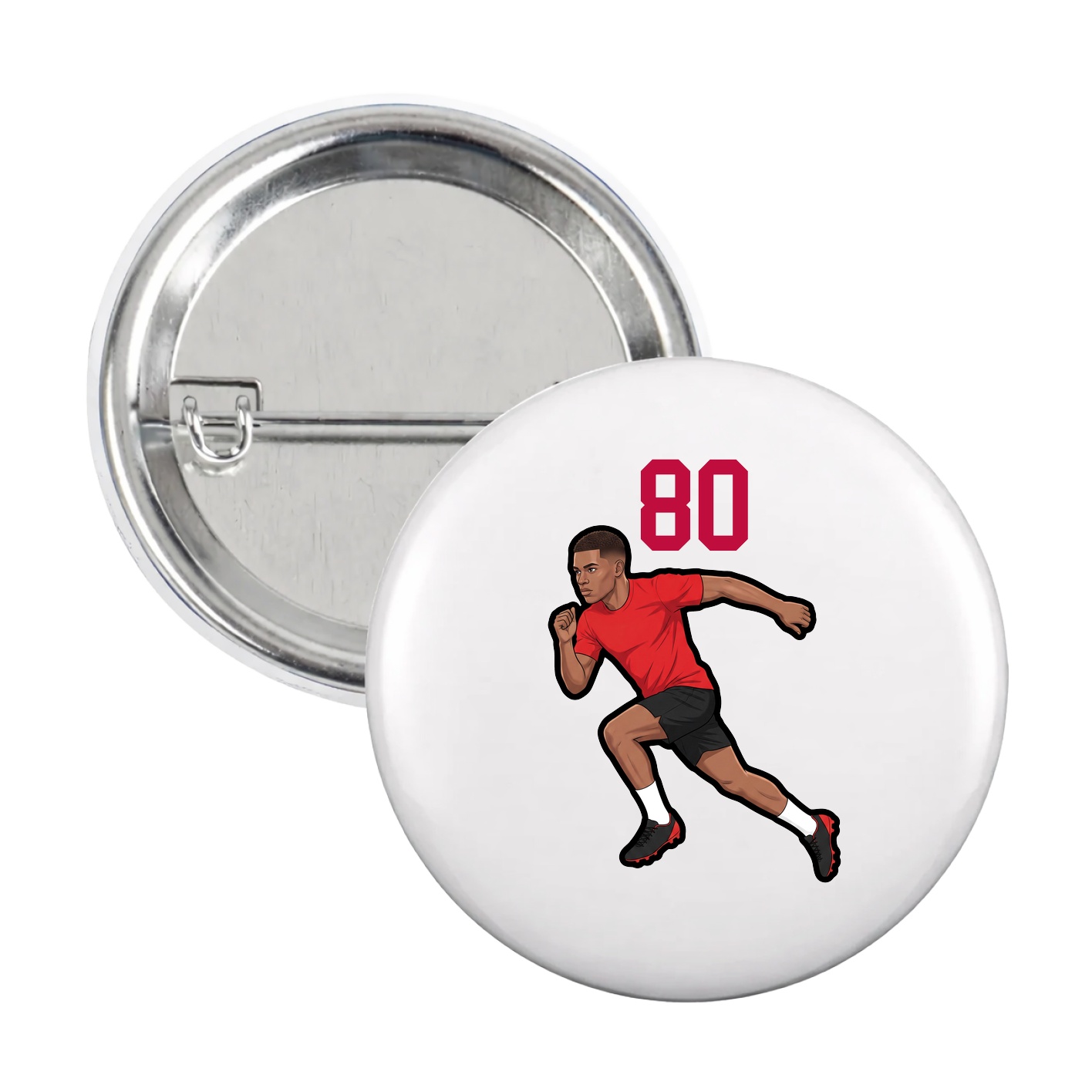 Game Day Button — Number Top in White