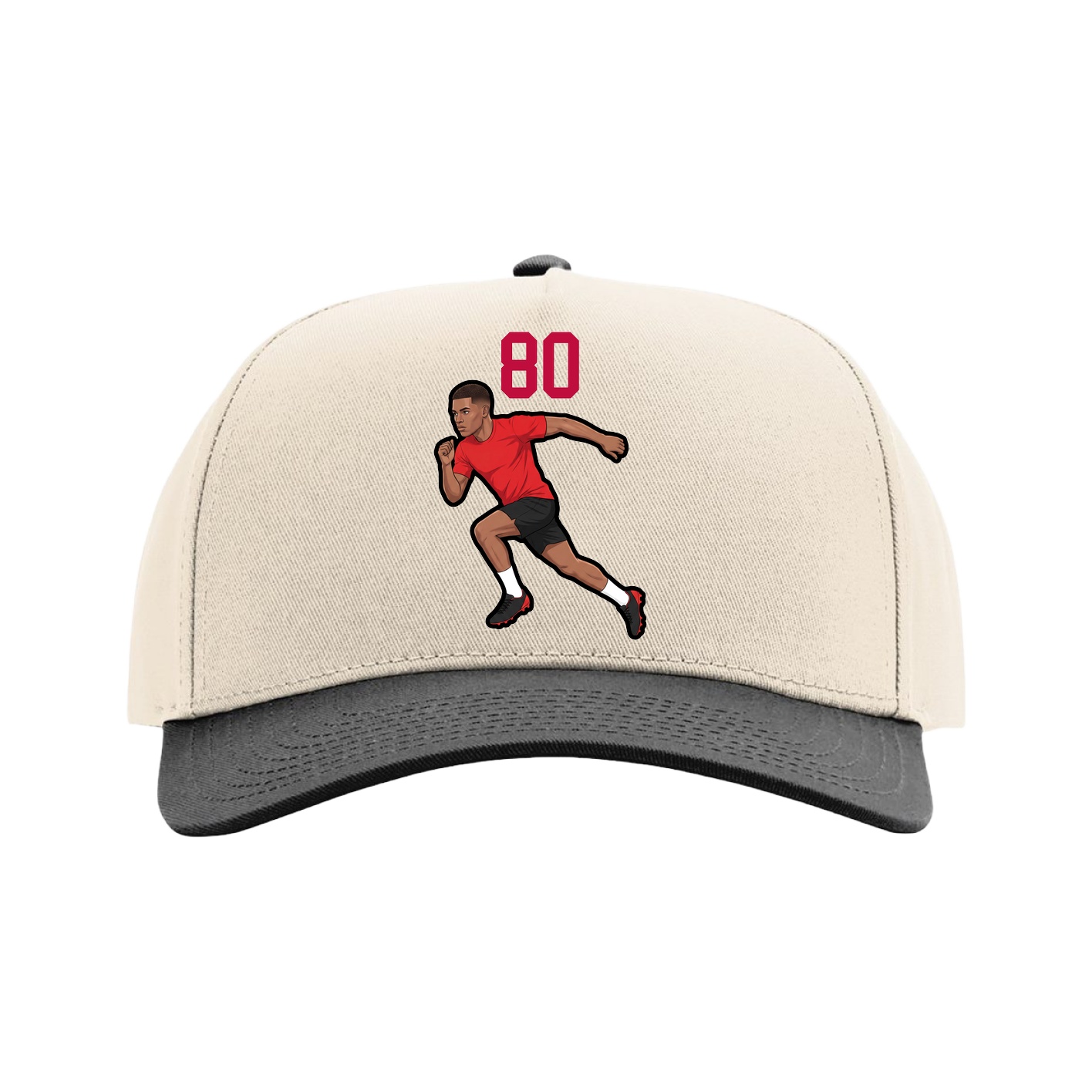 Full Fabric Five-Panel Champ Cap — Number Top in Cream/Black