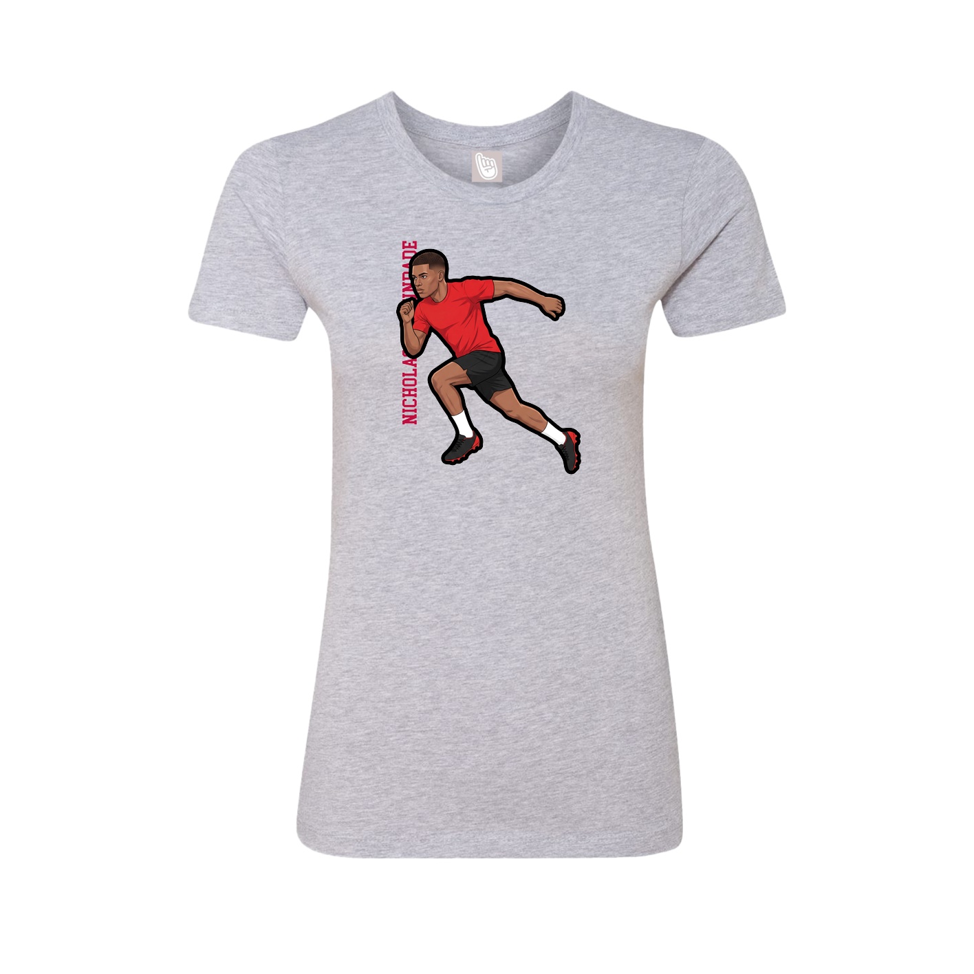 Womens Tee — Name Vertical in Grey