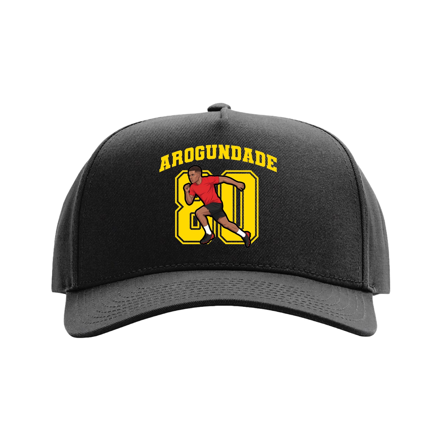Full Fabric Five-Panel Champ Cap — Number in Black
