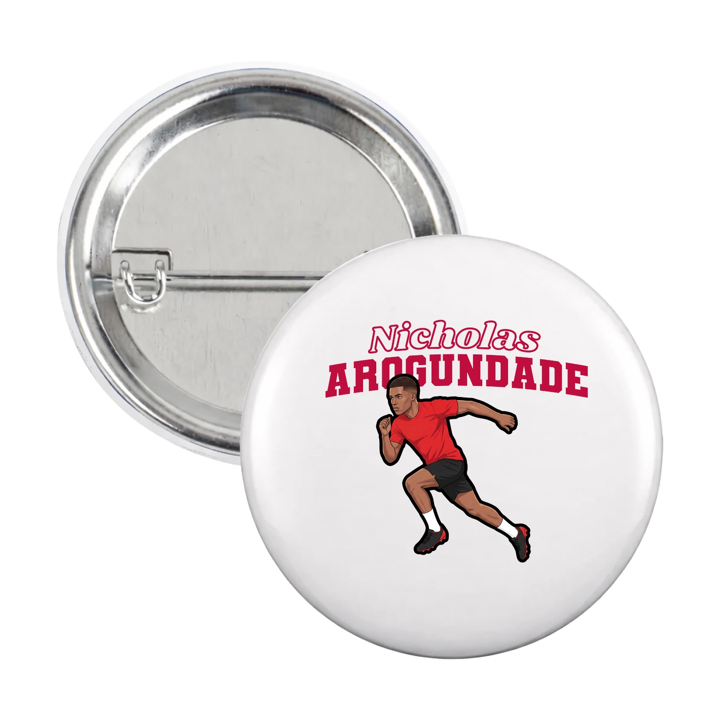 Game Day Button — Name Arch in White