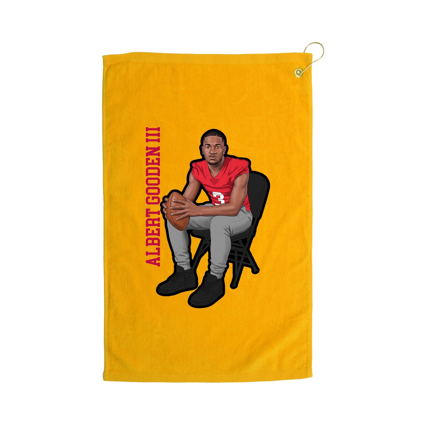 Golf Towel — Name Vertical in Gold