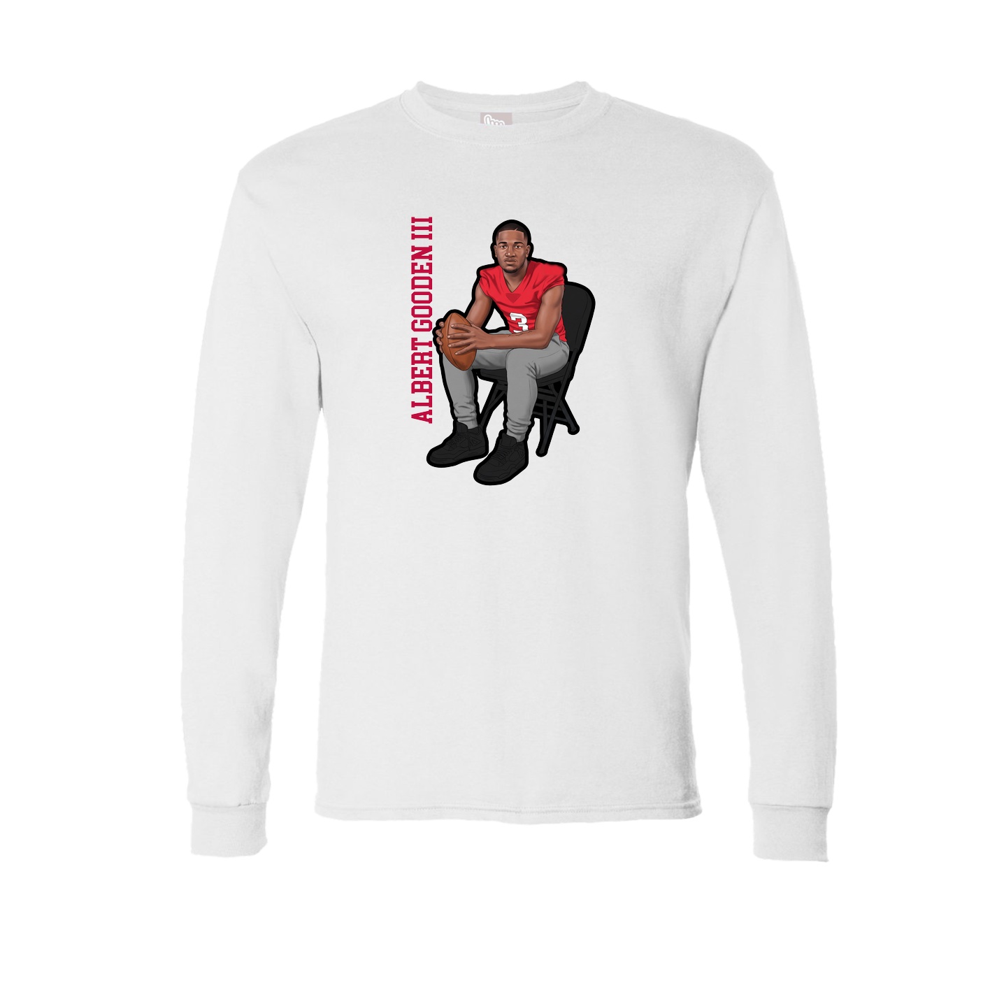 Long Sleeve Tee — Name Vertical in White
