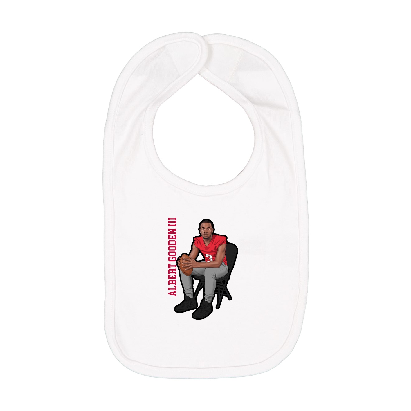 Infant Bib — Name Vertical in White