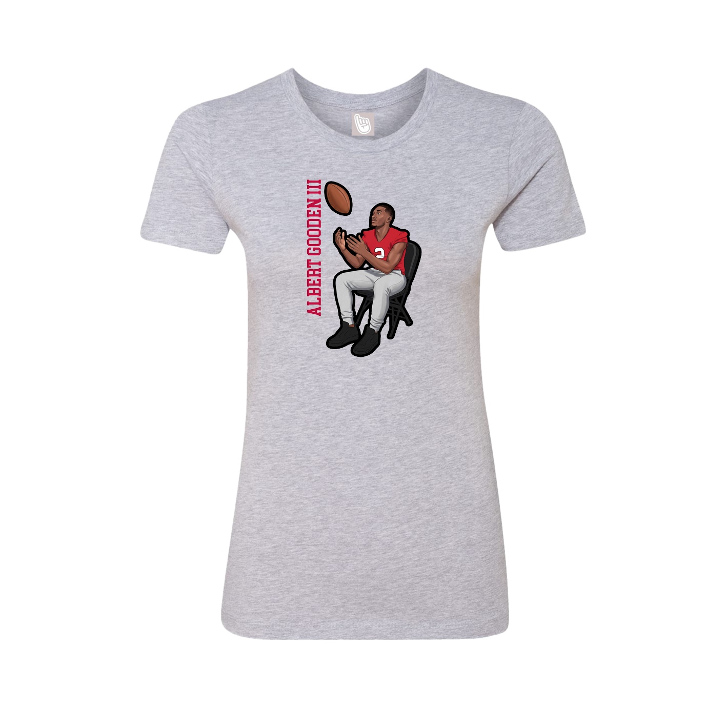 Fitted Women's Tee — Name Vertical in Grey