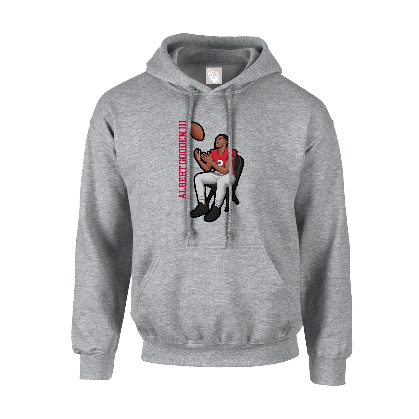 Hoodie — Name Vertical in Grey