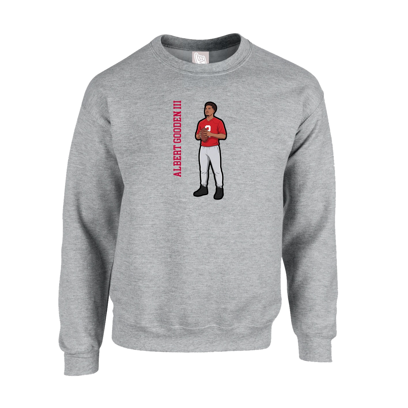 Fleece Crew — Name Vertical in Grey