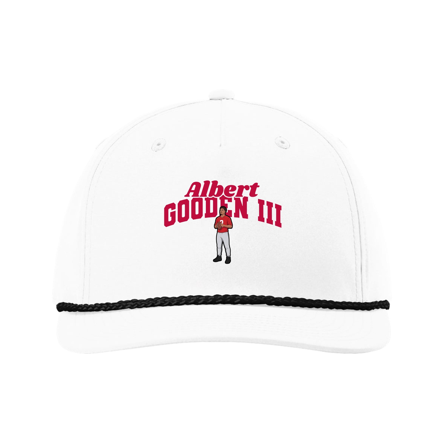 Five-Panel Classic Rope Cap — Signature Arch in White