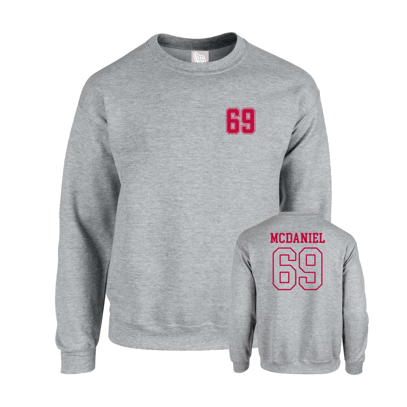 Fleece Crew — Chest Back in Grey