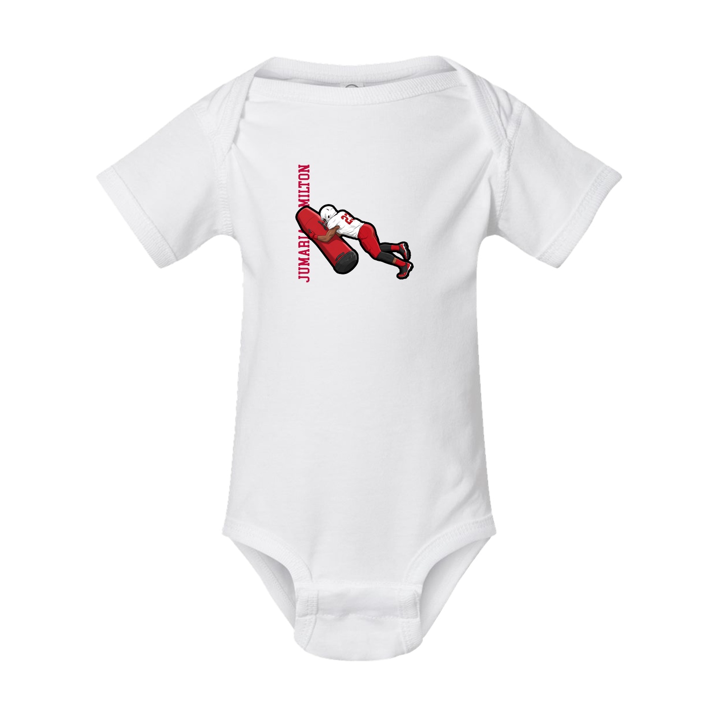 Baby Onesie — Name Vertical in White
