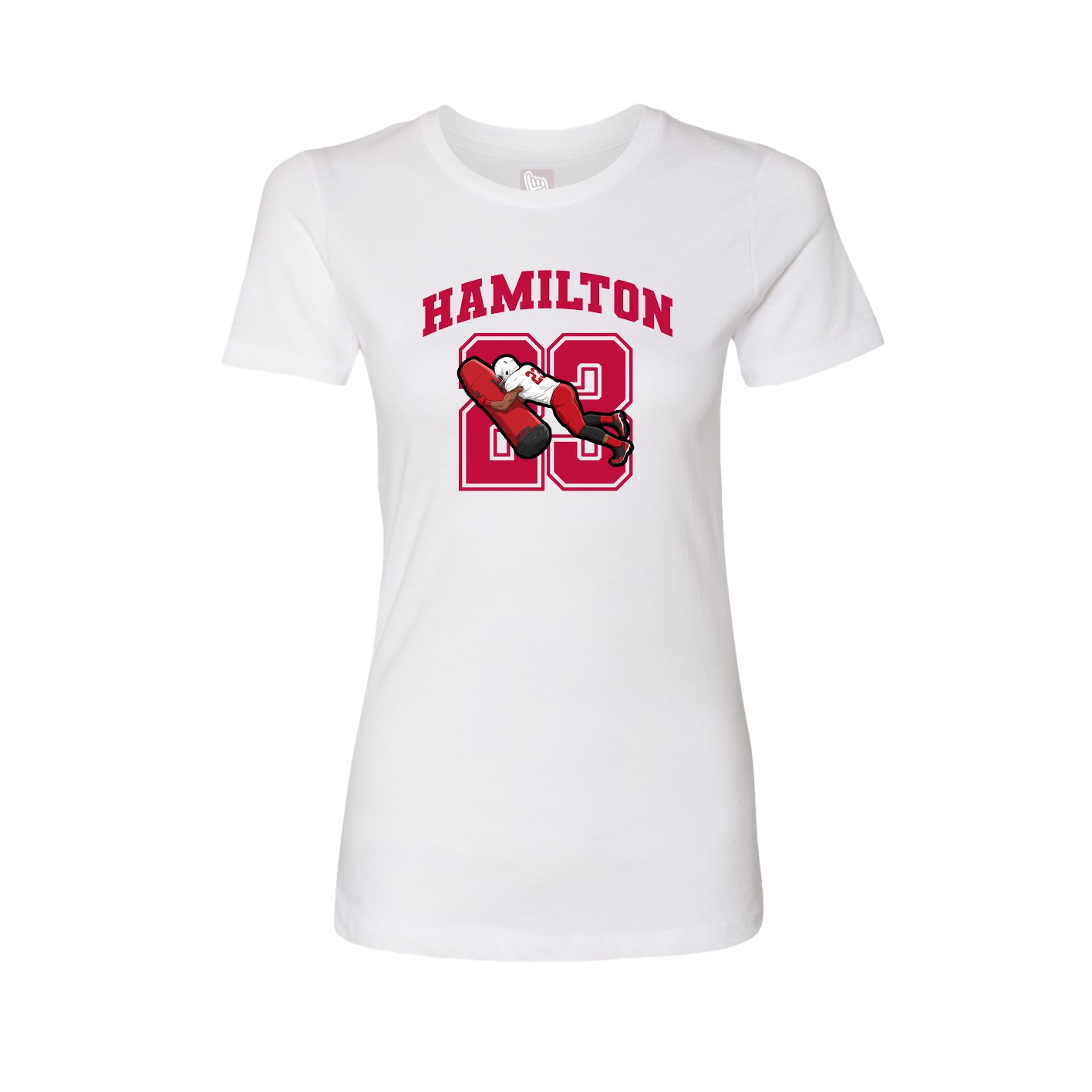 Fitted Women's Tee — Number in White