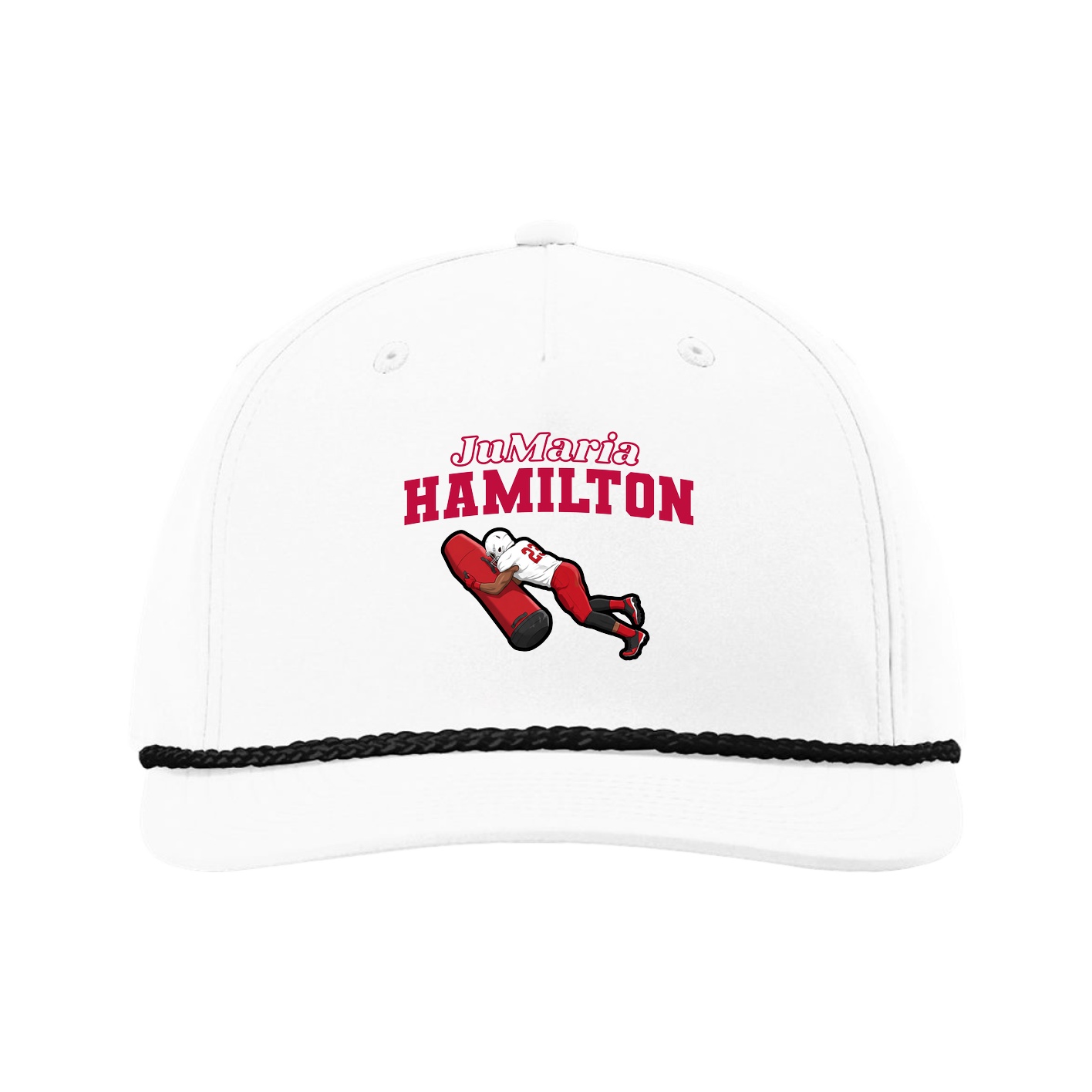 Five-Panel Classic Rope Cap — Name Arch in White
