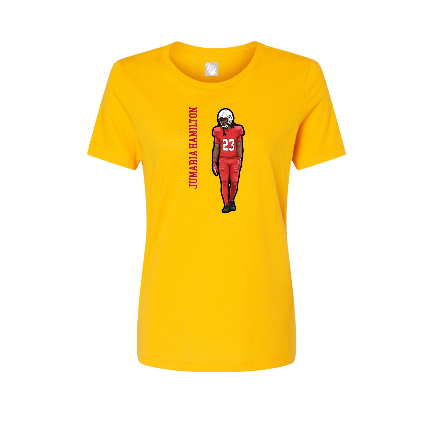 Fitted Women's Tee — Name Vertical in Gold