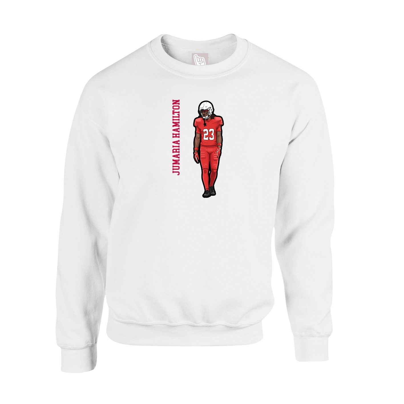 Fleece Crew — Name Vertical in White