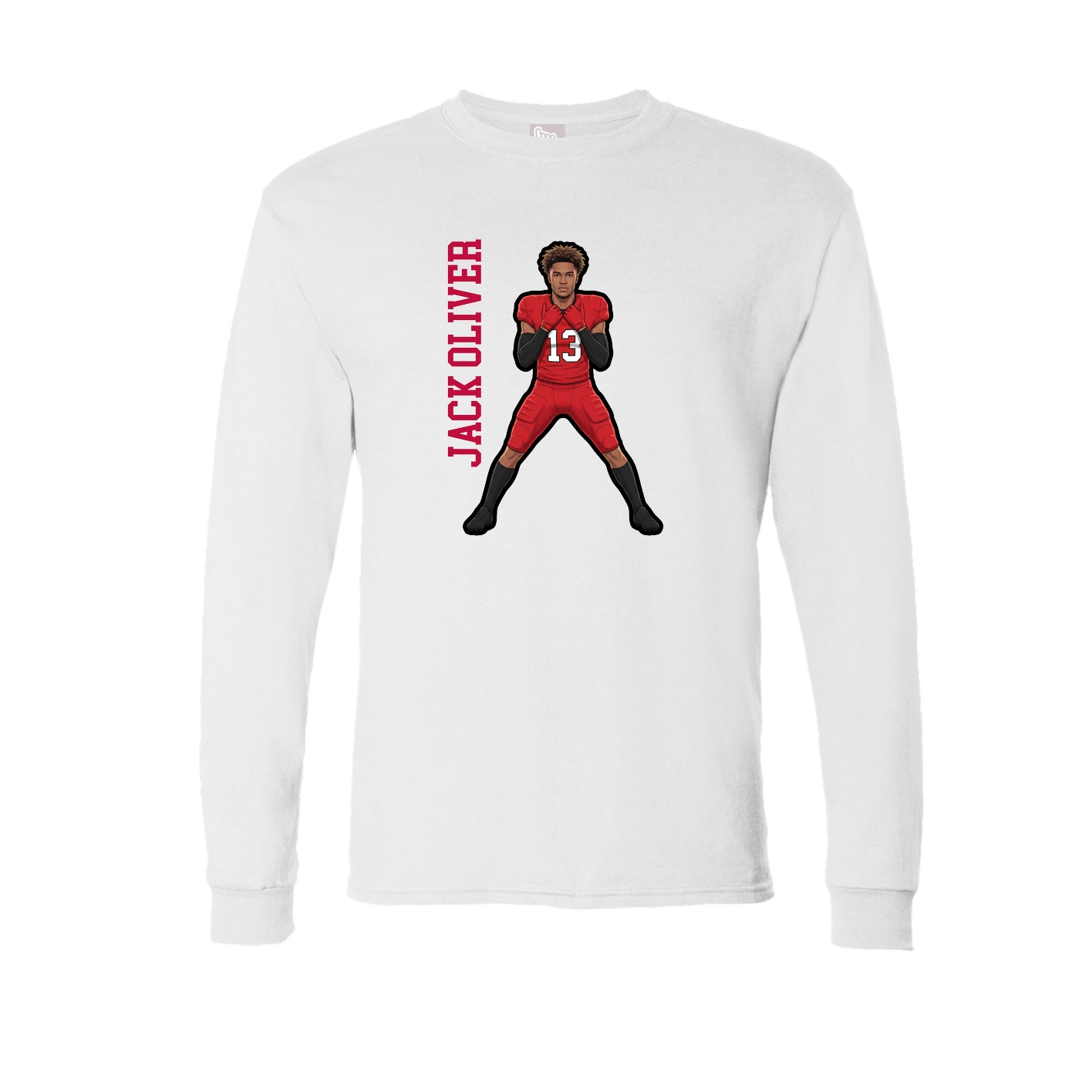 Long Sleeve Tee — Name Vertical in White