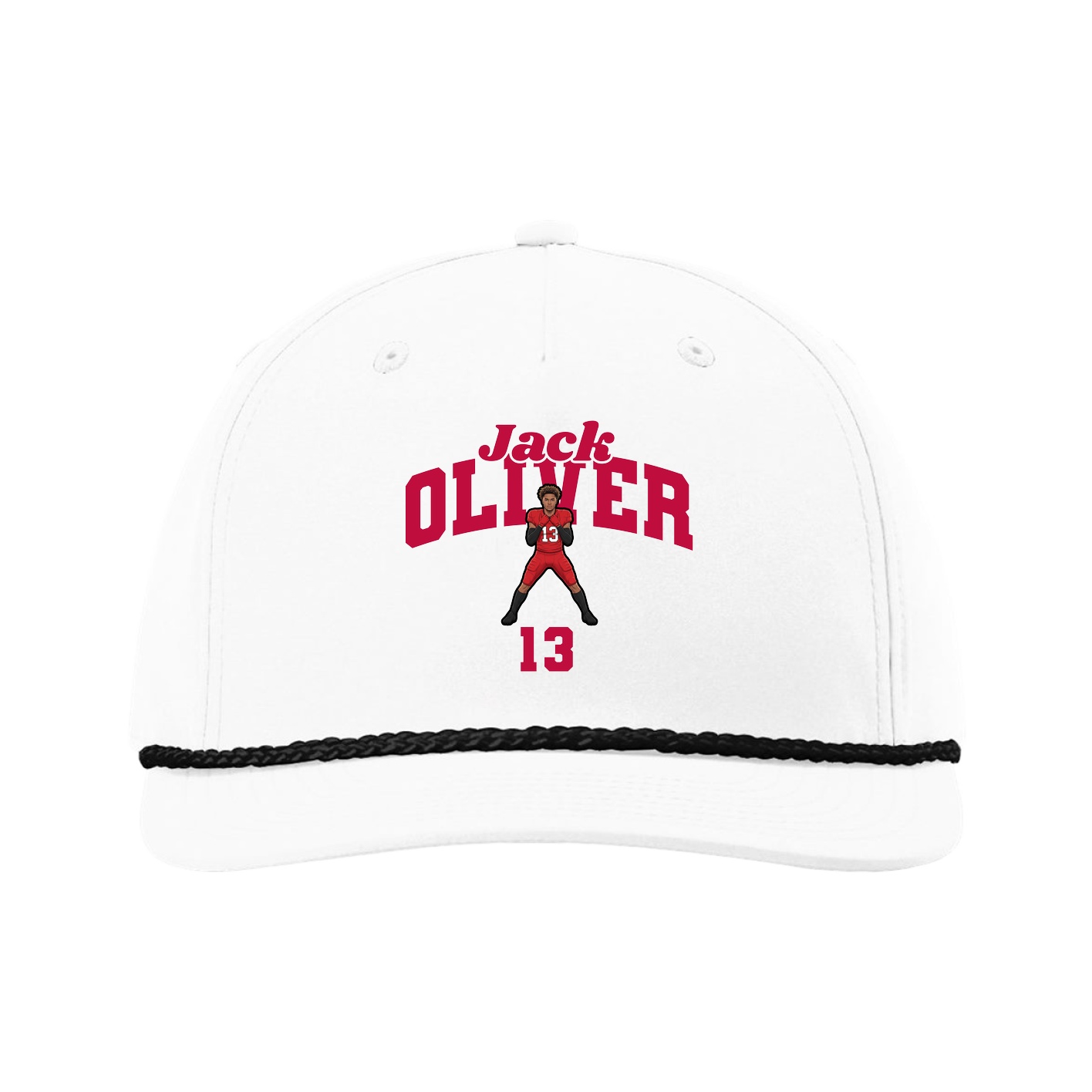 Five-Panel Classic Rope Cap — Signature Arch in White