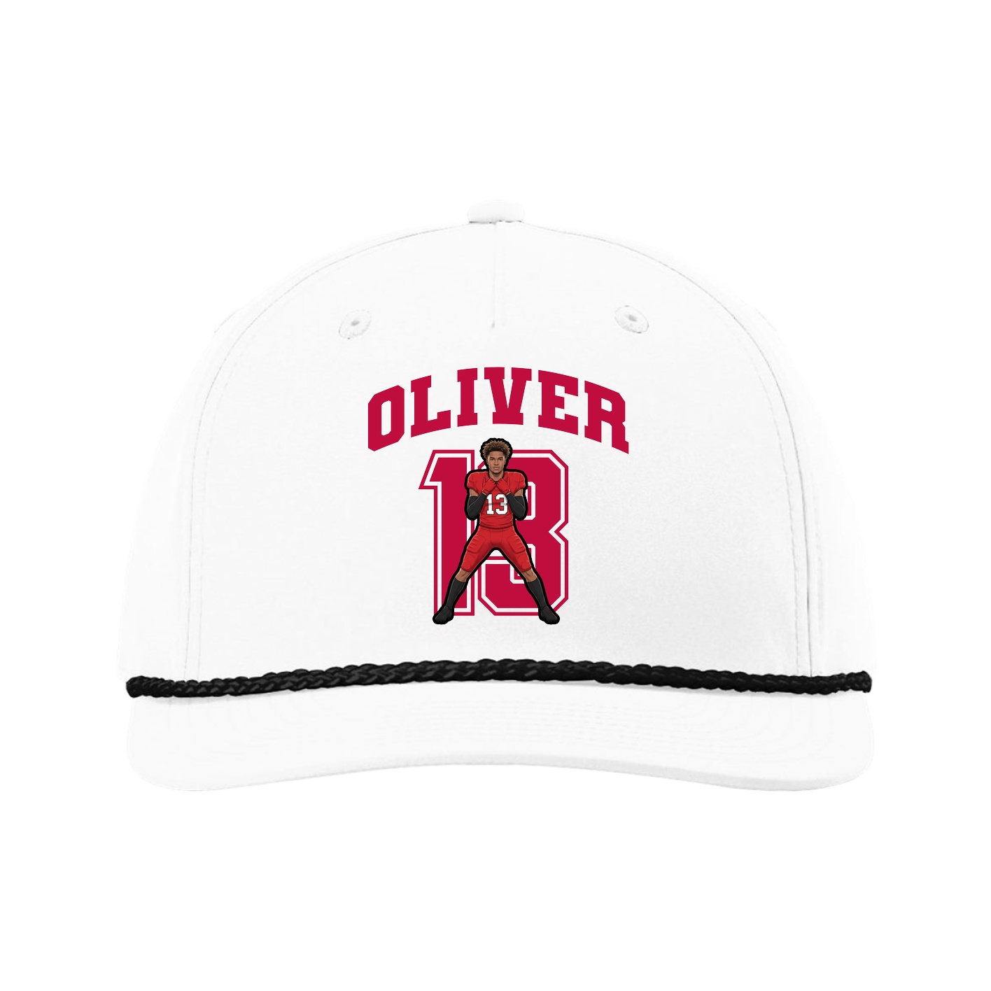 Five-Panel Classic Rope Cap — Number in White