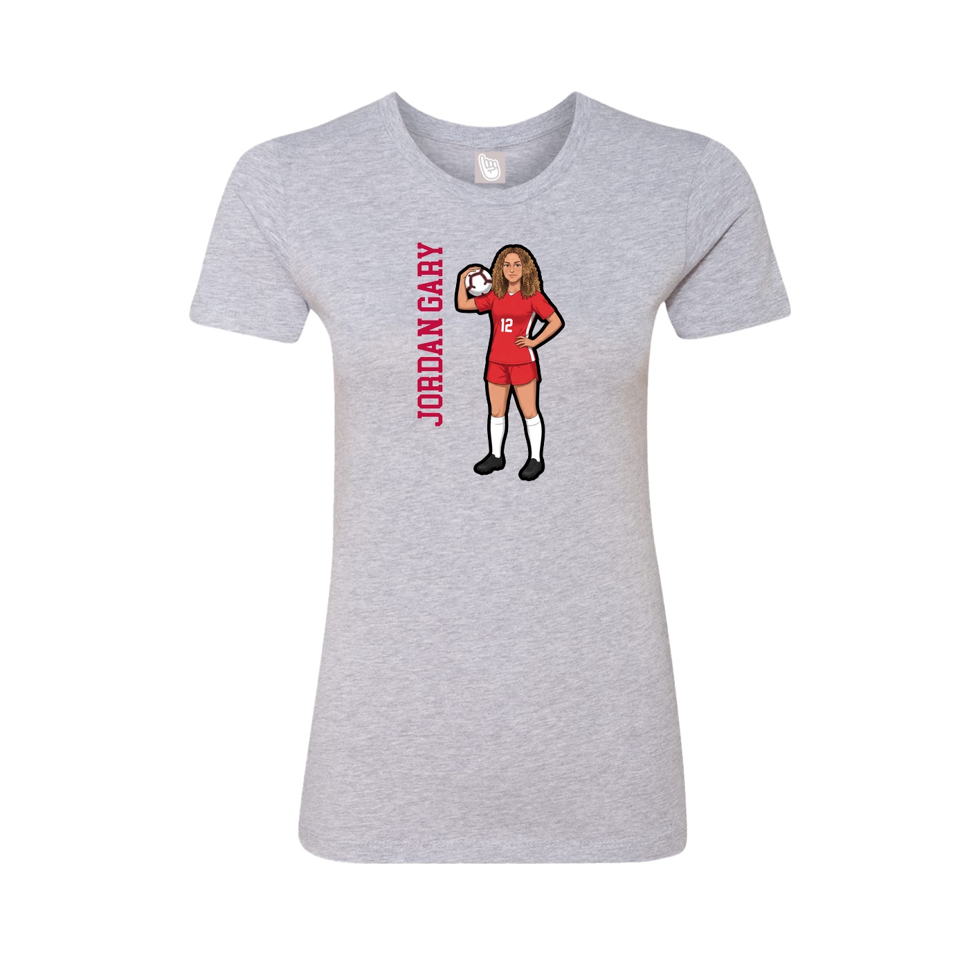 Fitted Women's Tee — Name Vertical in Grey