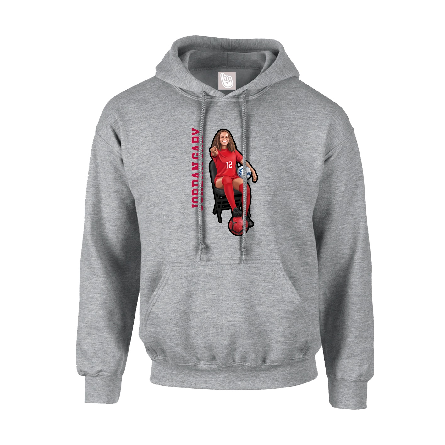 Youth Hoodie — Name Vertical in Grey