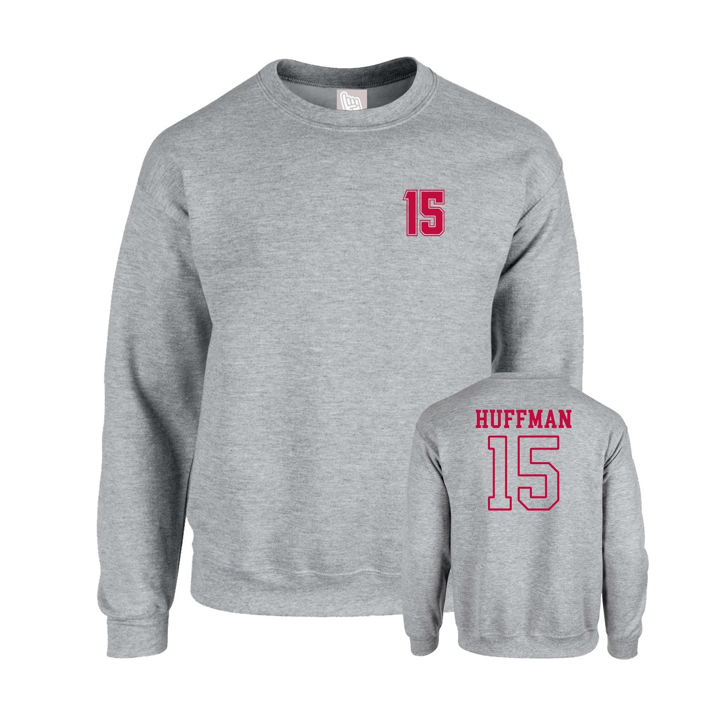 Fleece Crew — Chest Back in Grey
