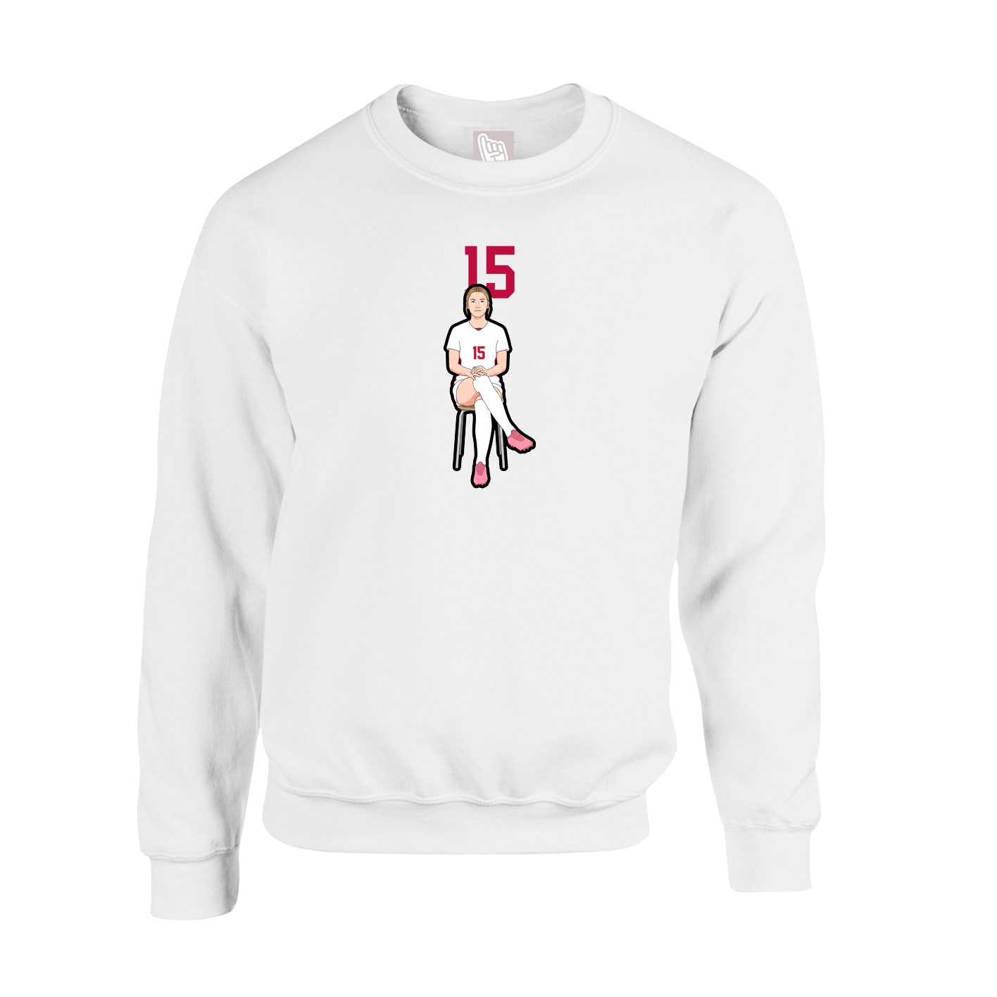 Fleece Crew — Number Top in White