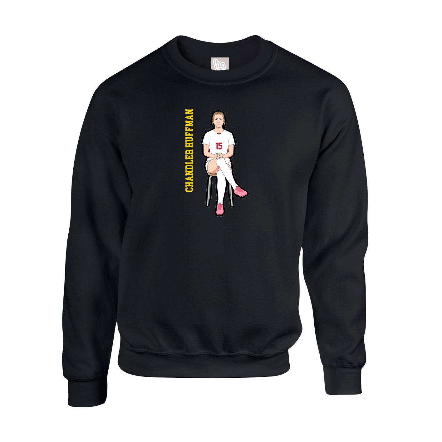 Fleece Crew — Name Vertical in Black