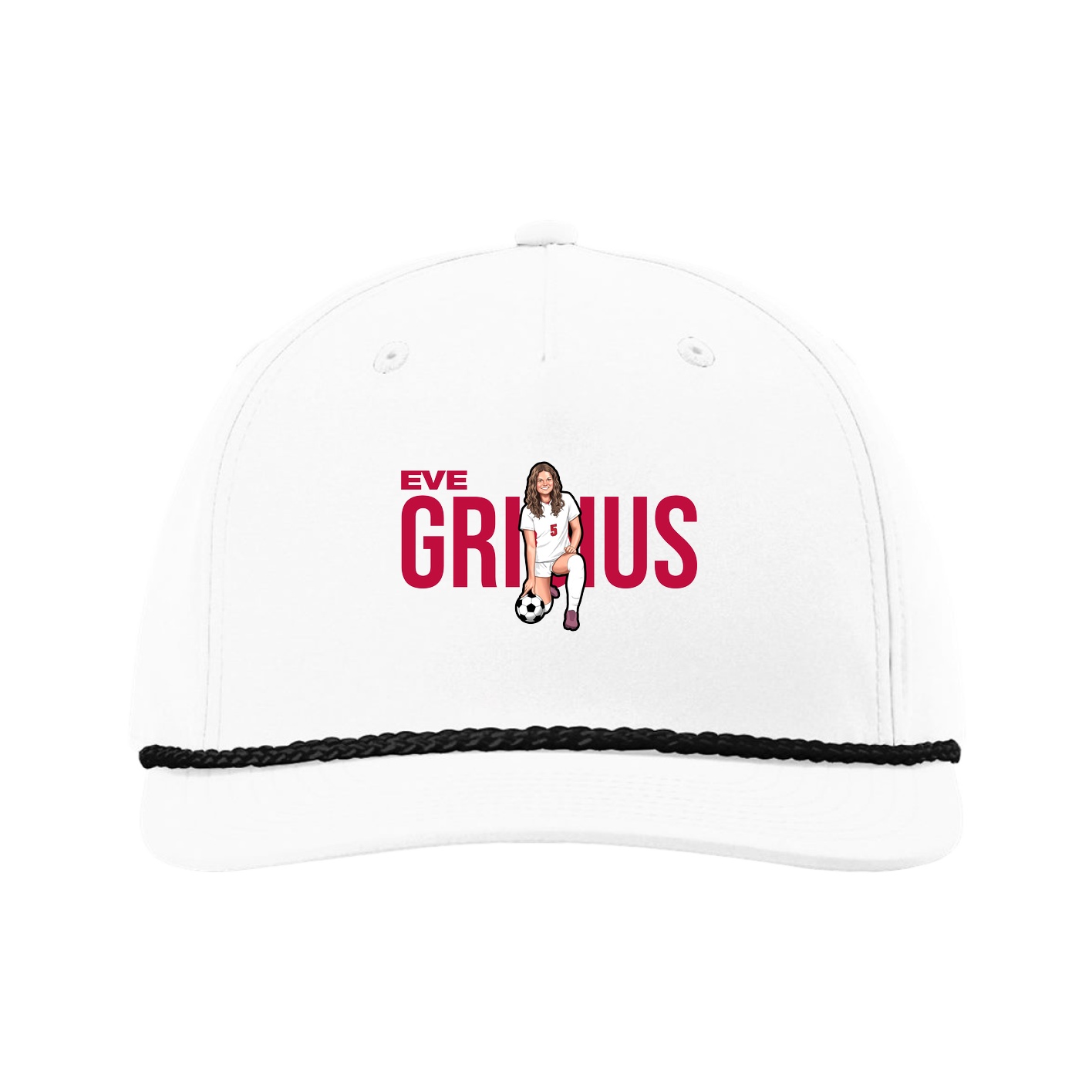 Five-Panel Classic Rope Cap — Player Name in White