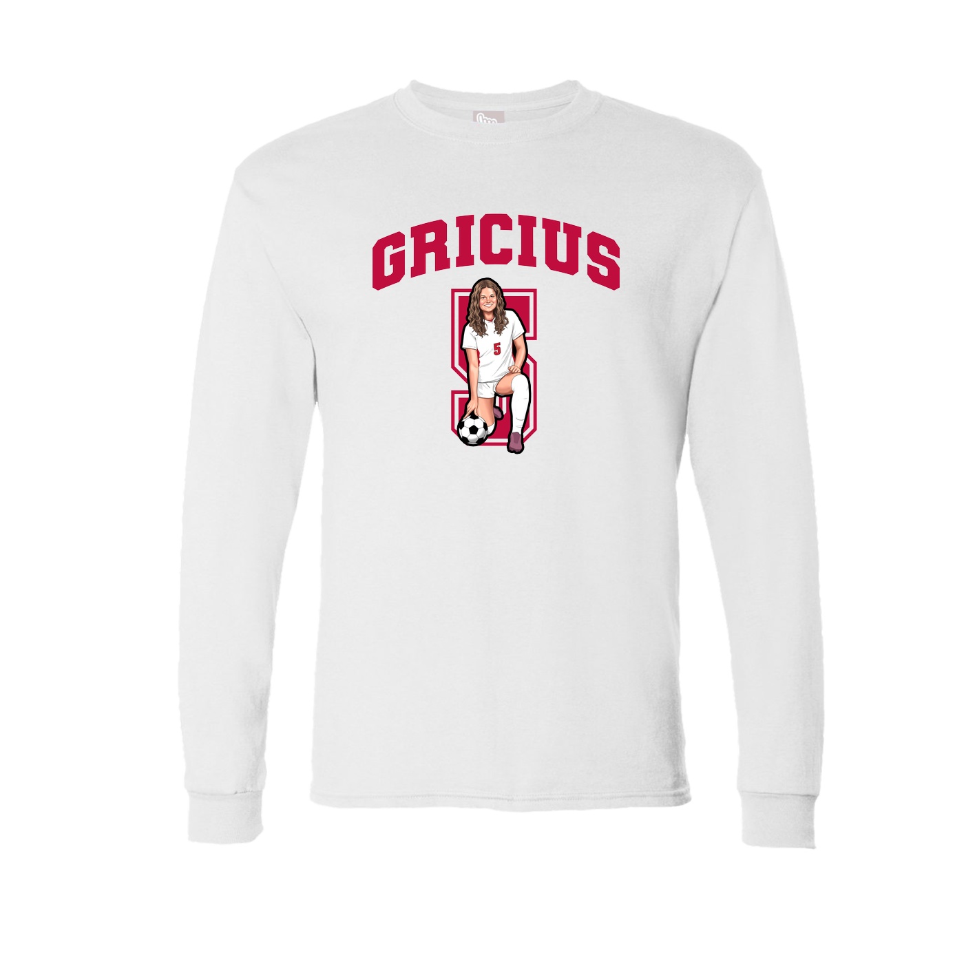 Long Sleeve Tee — Number in White