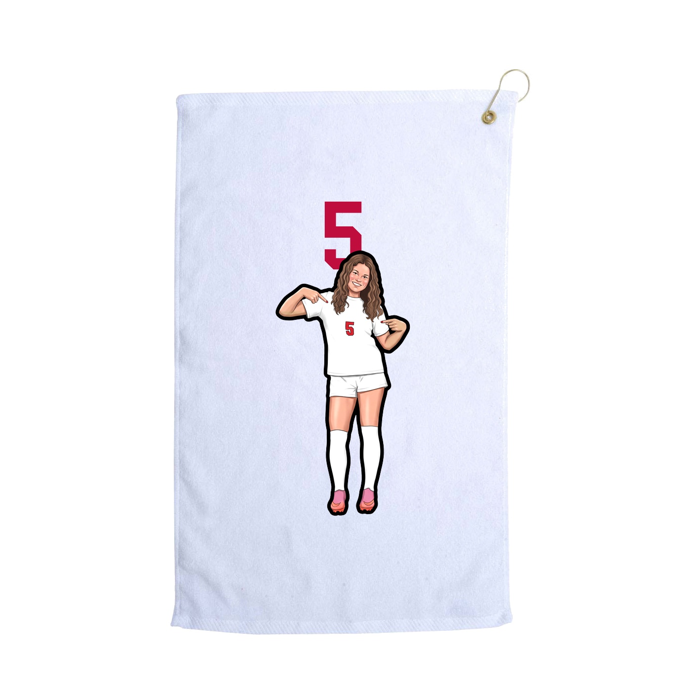 Golf Towel — Number Top in White
