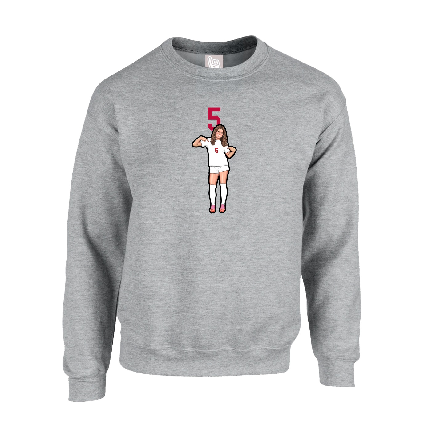 Fleece Crew — Number Top in Grey