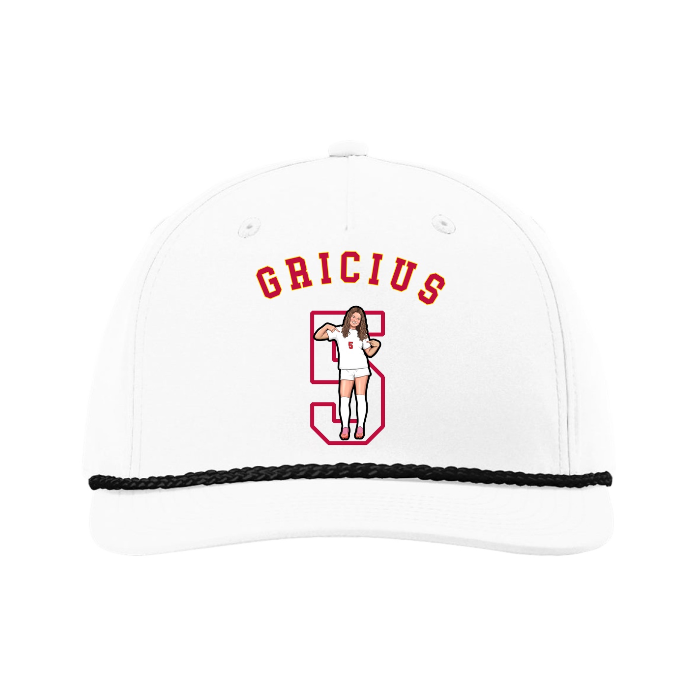 Five-Panel Classic Rope Cap — Shirsey Arch in White
