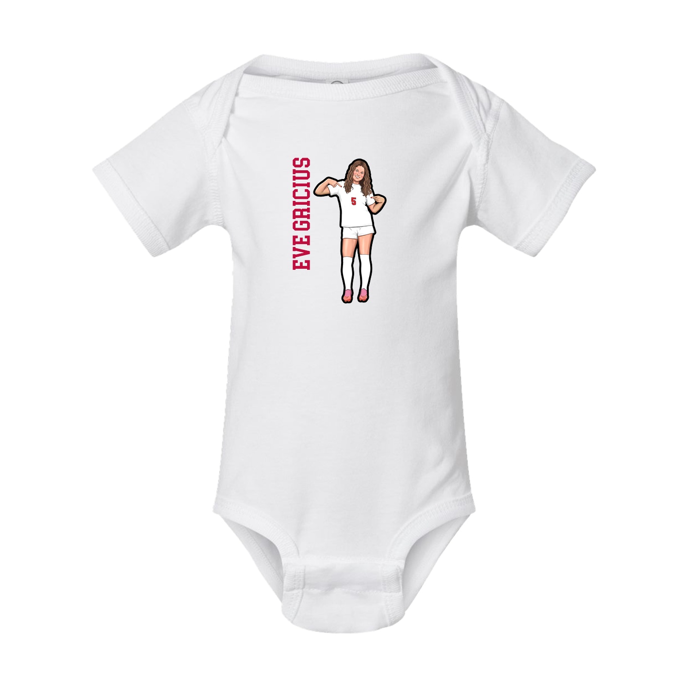 Baby Onesie — Name Vertical in White