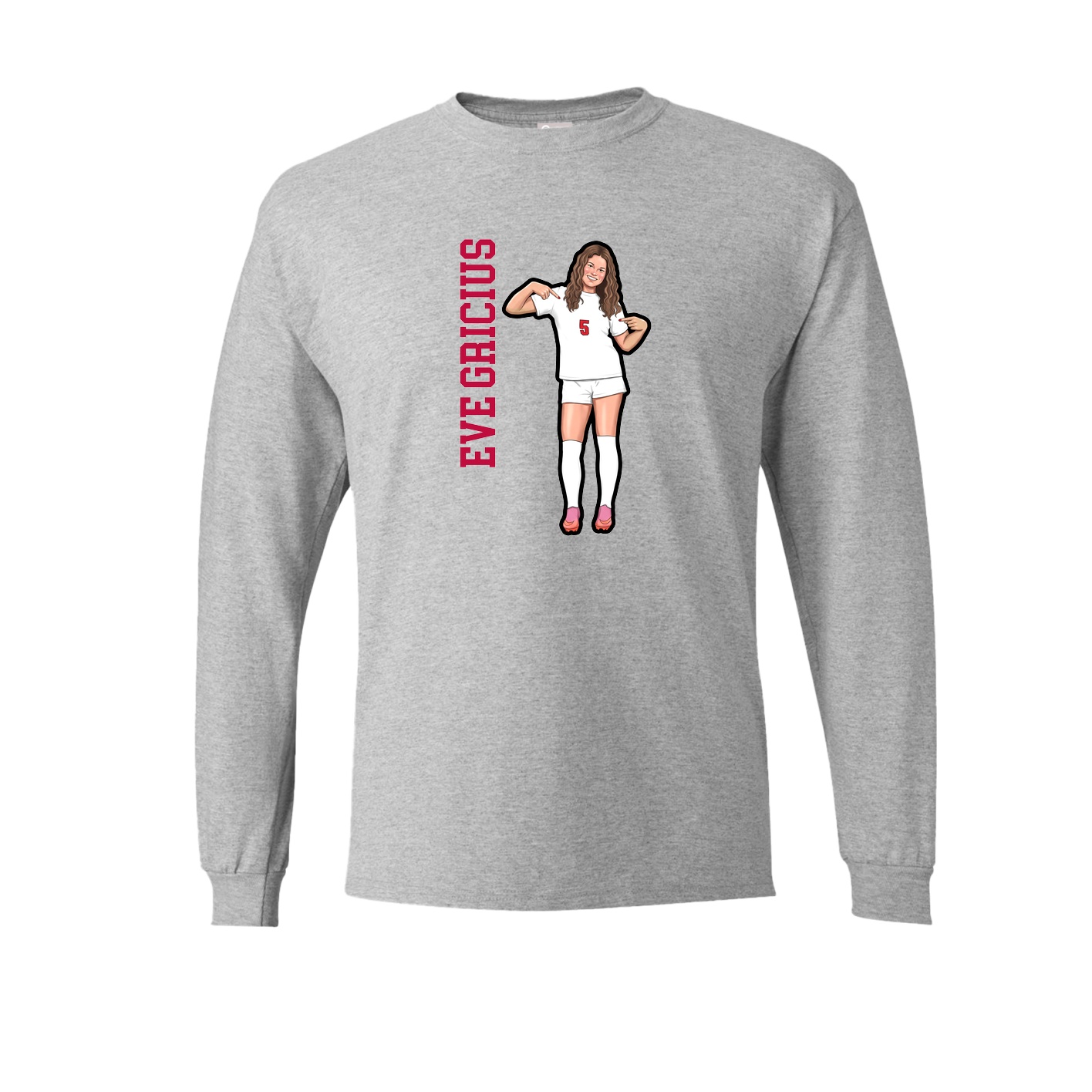 Long Sleeve Tee — Name Vertical in Grey