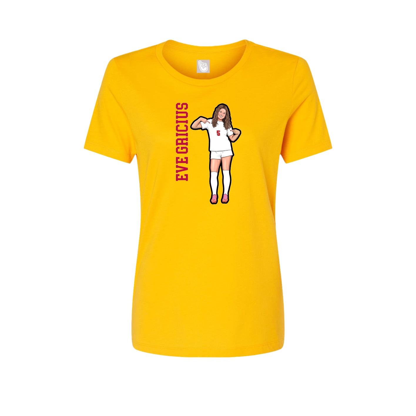 Fitted Women's Tee — Name Vertical in Gold