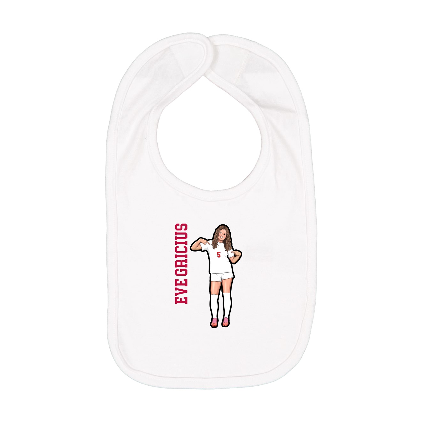 Infant Bib — Name Vertical in White
