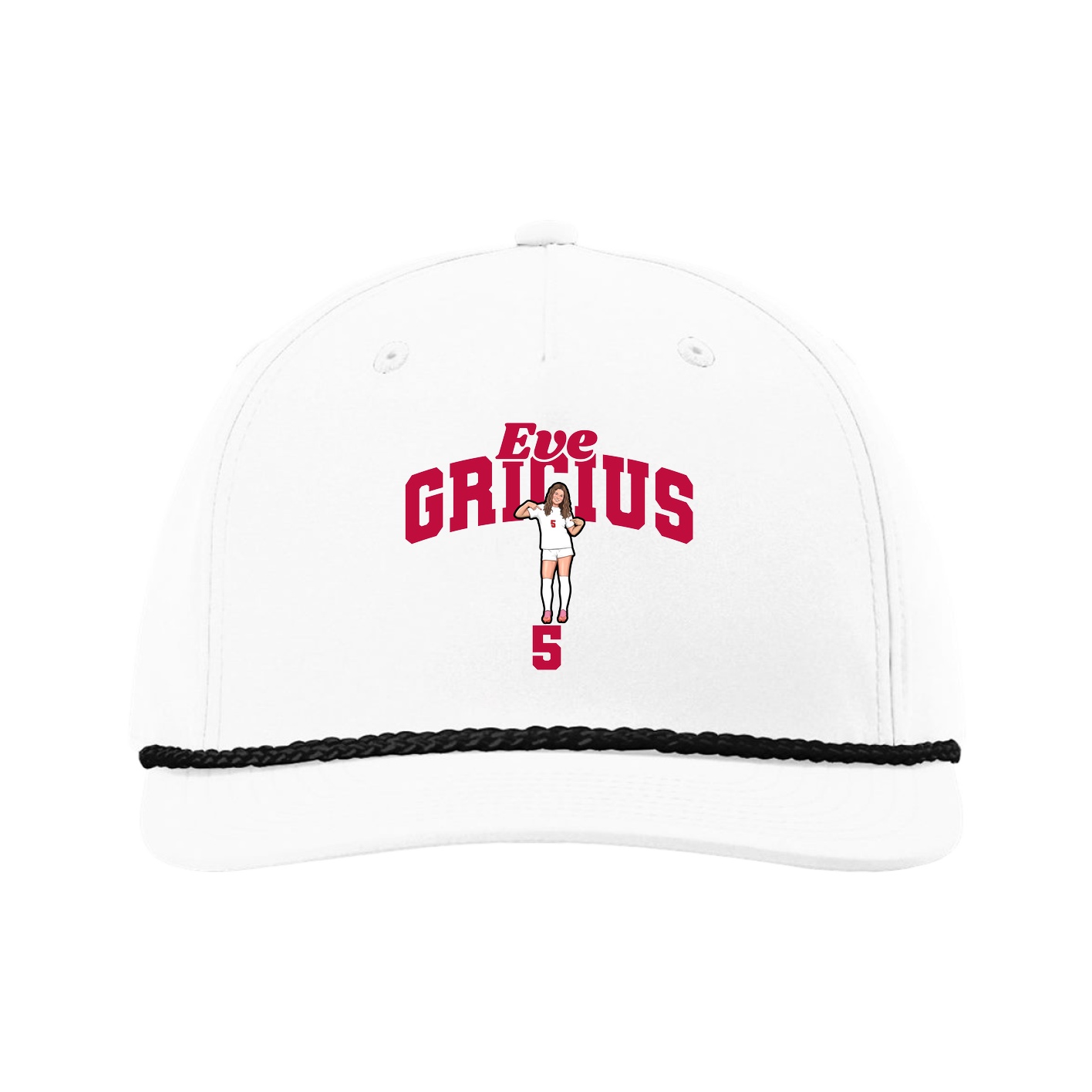 Five-Panel Classic Rope Cap — Signature Arch in White