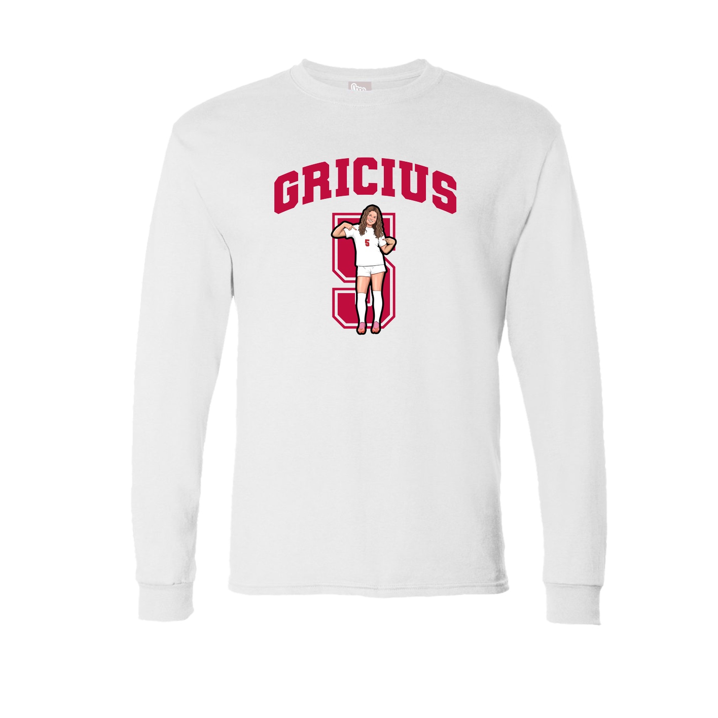 Long Sleeve Tee — Number in White