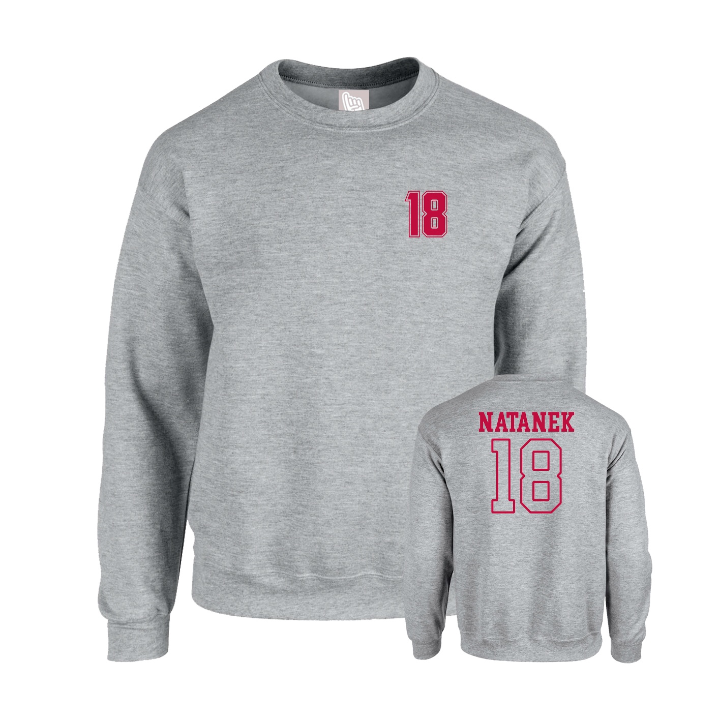 Fleece Crew — Chest Back in Grey