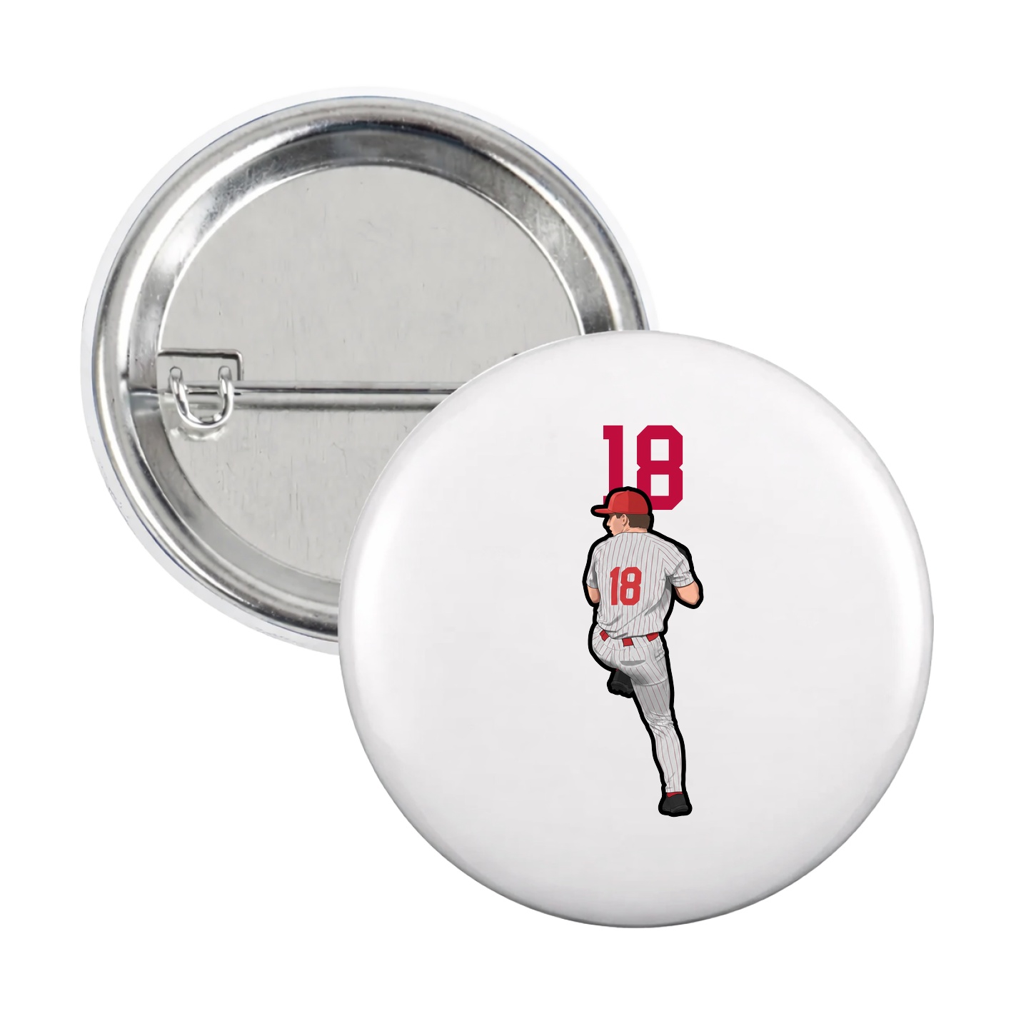 Game Day Button — Number Top in White