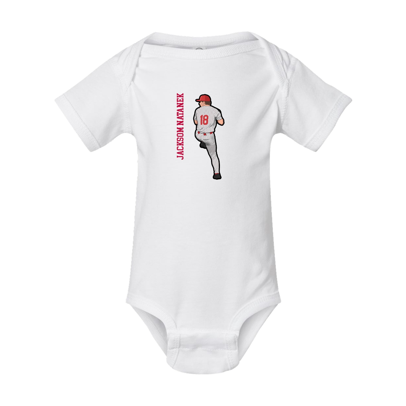 Baby Onesie — Name Vertical in White