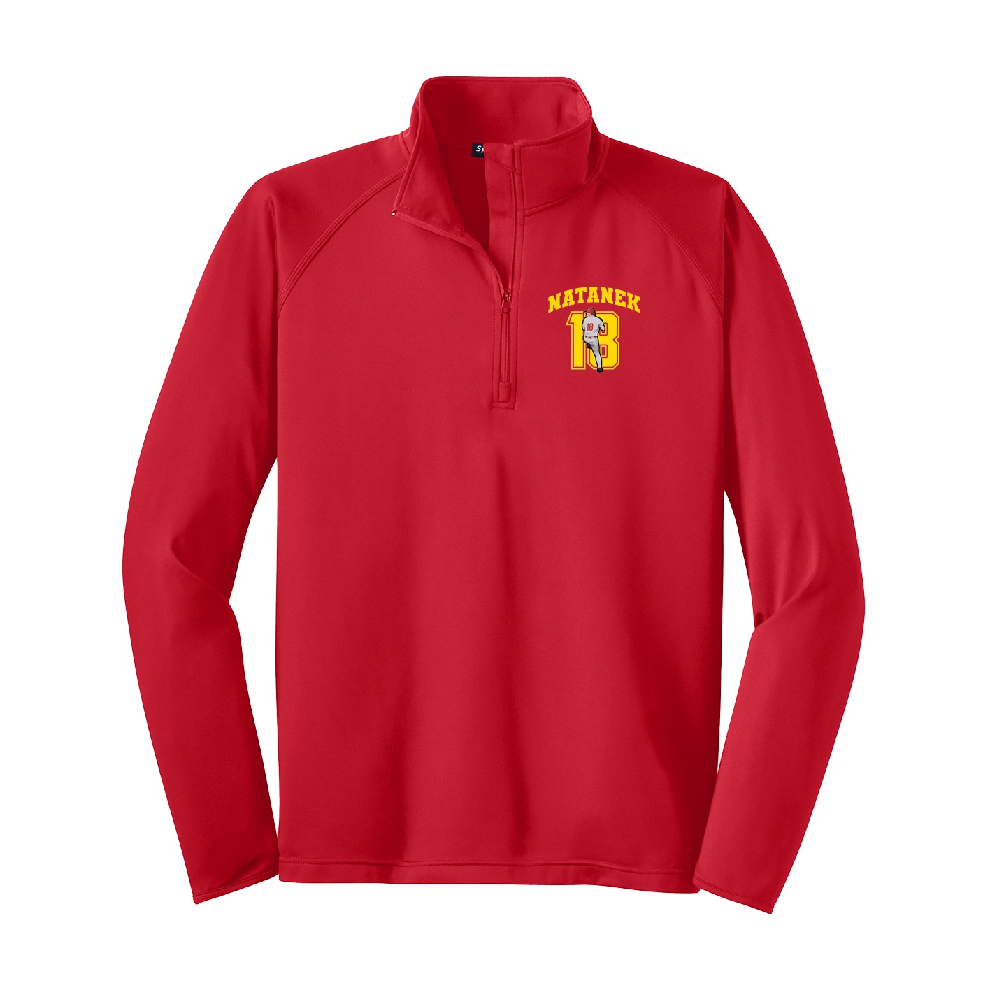 Q-Zip Pullover — Number in Red