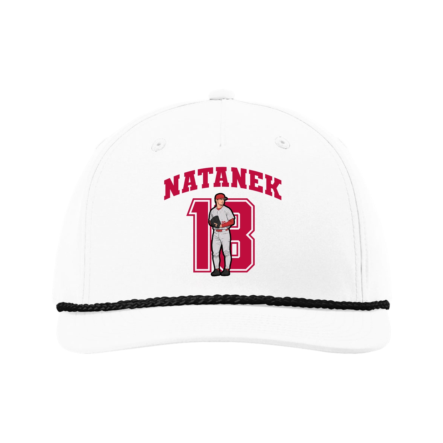 Five-Panel Classic Rope Cap — Number in White