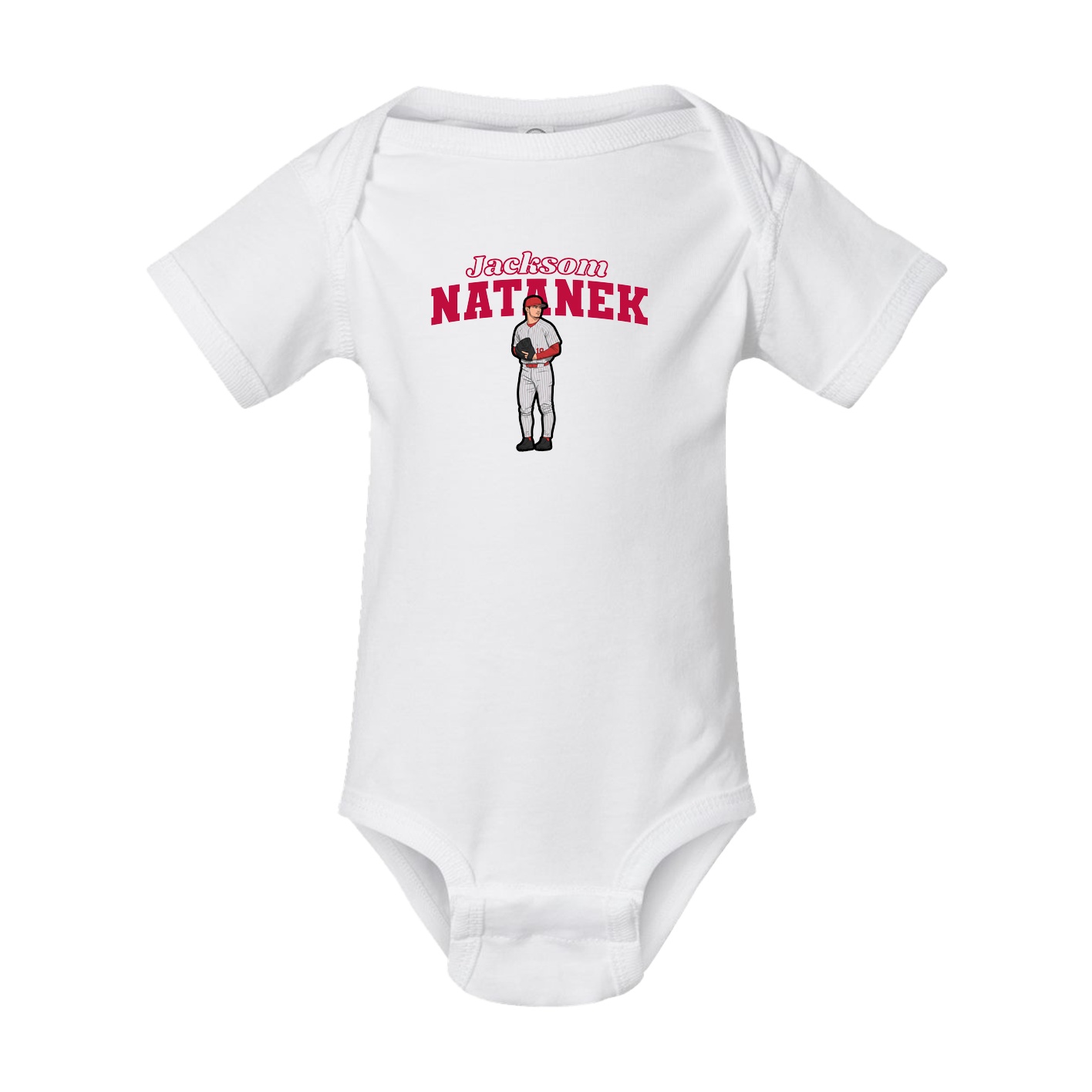 Baby Onesie — Name Arch in White